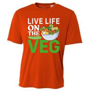 Live Life On The Veg Vegetarian Vegan Gift Cooling Performance Crew T-Shirt