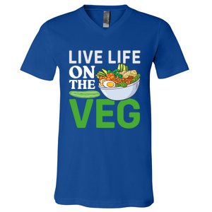 Live Life On The Veg Vegetarian Vegan Gift V-Neck T-Shirt