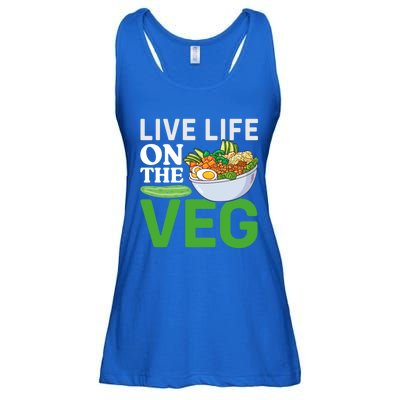 Live Life On The Veg Vegetarian Vegan Gift Ladies Essential Flowy Tank