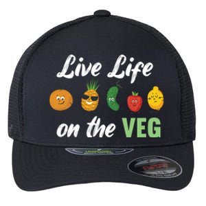 Live Life On The Veg – Vegan Lifestyle Funny Carrot Lover Funny Gift Flexfit Unipanel Trucker Cap