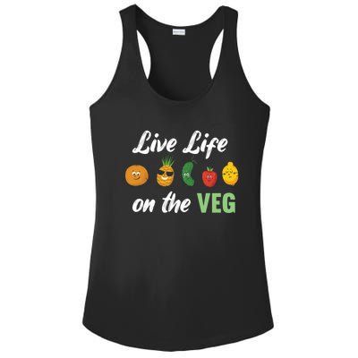 Live Life On The Veg – Vegan Lifestyle Funny Carrot Lover Funny Gift Ladies PosiCharge Competitor Racerback Tank