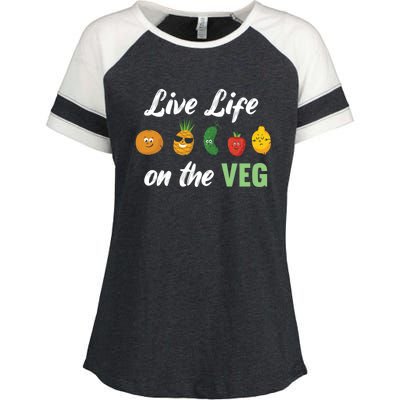 Live Life On The Veg – Vegan Lifestyle Funny Carrot Lover Funny Gift Enza Ladies Jersey Colorblock Tee