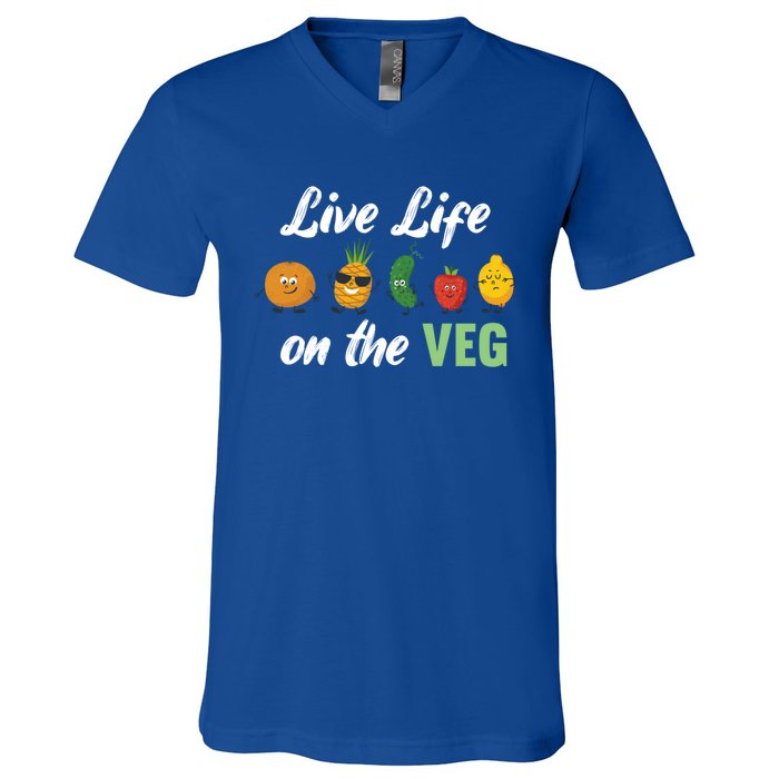 Live Life On The Veg – Vegan Lifestyle Funny Carrot Lover Funny Gift V-Neck T-Shirt