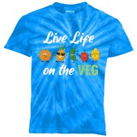 Live Life On The Veg – Vegan Lifestyle Funny Carrot Lover Funny Gift Kids Tie-Dye T-Shirt