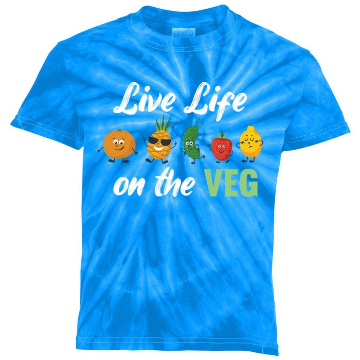 Live Life On The Veg – Vegan Lifestyle Funny Carrot Lover Funny Gift Kids Tie-Dye T-Shirt