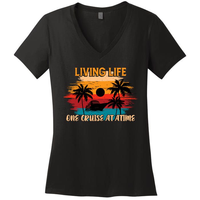 Living Life One Cruise A Time Accessories Cruise Ship Women's V-Neck T-Shirt