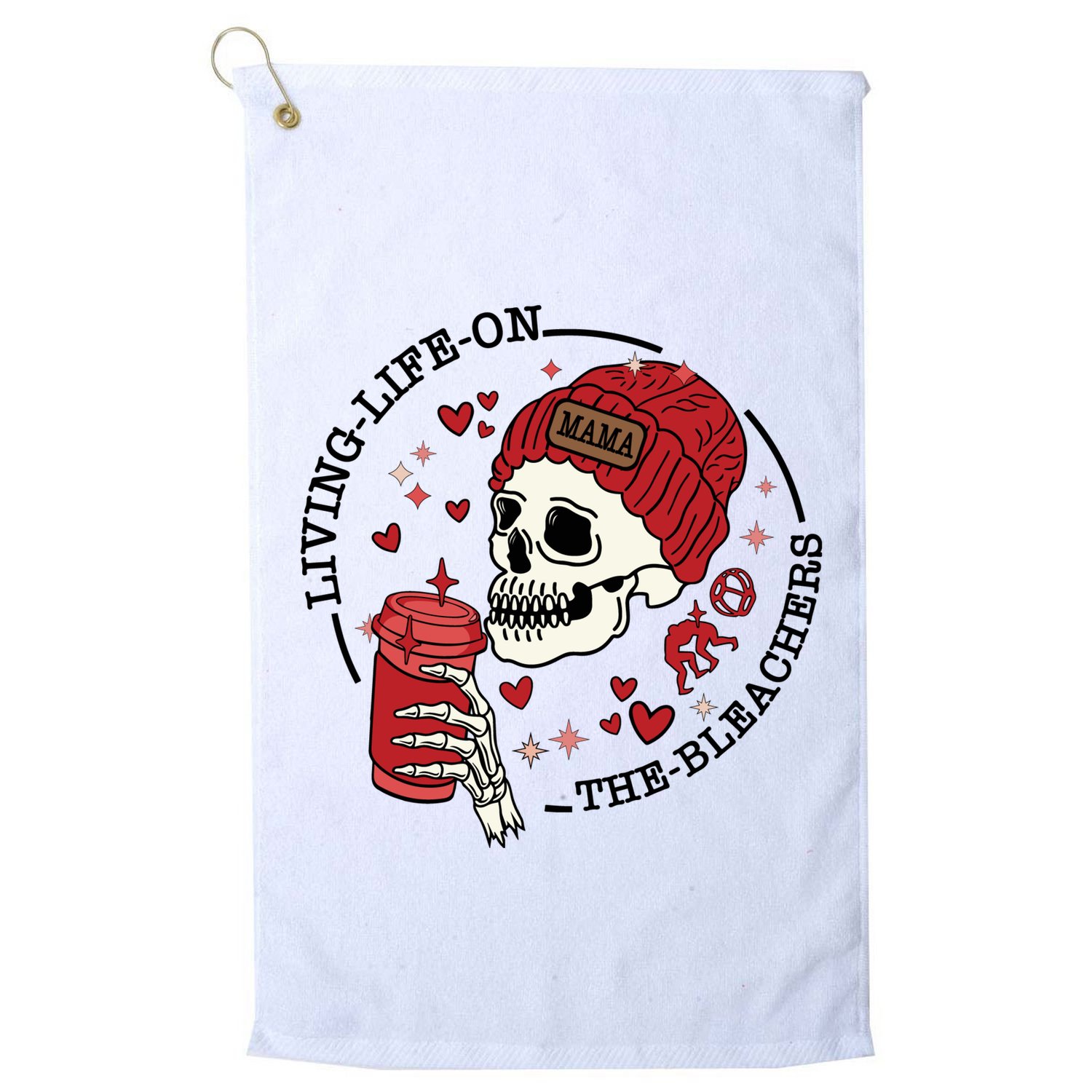 Living Life On The Bleachers Mama Skellington Golf Towel