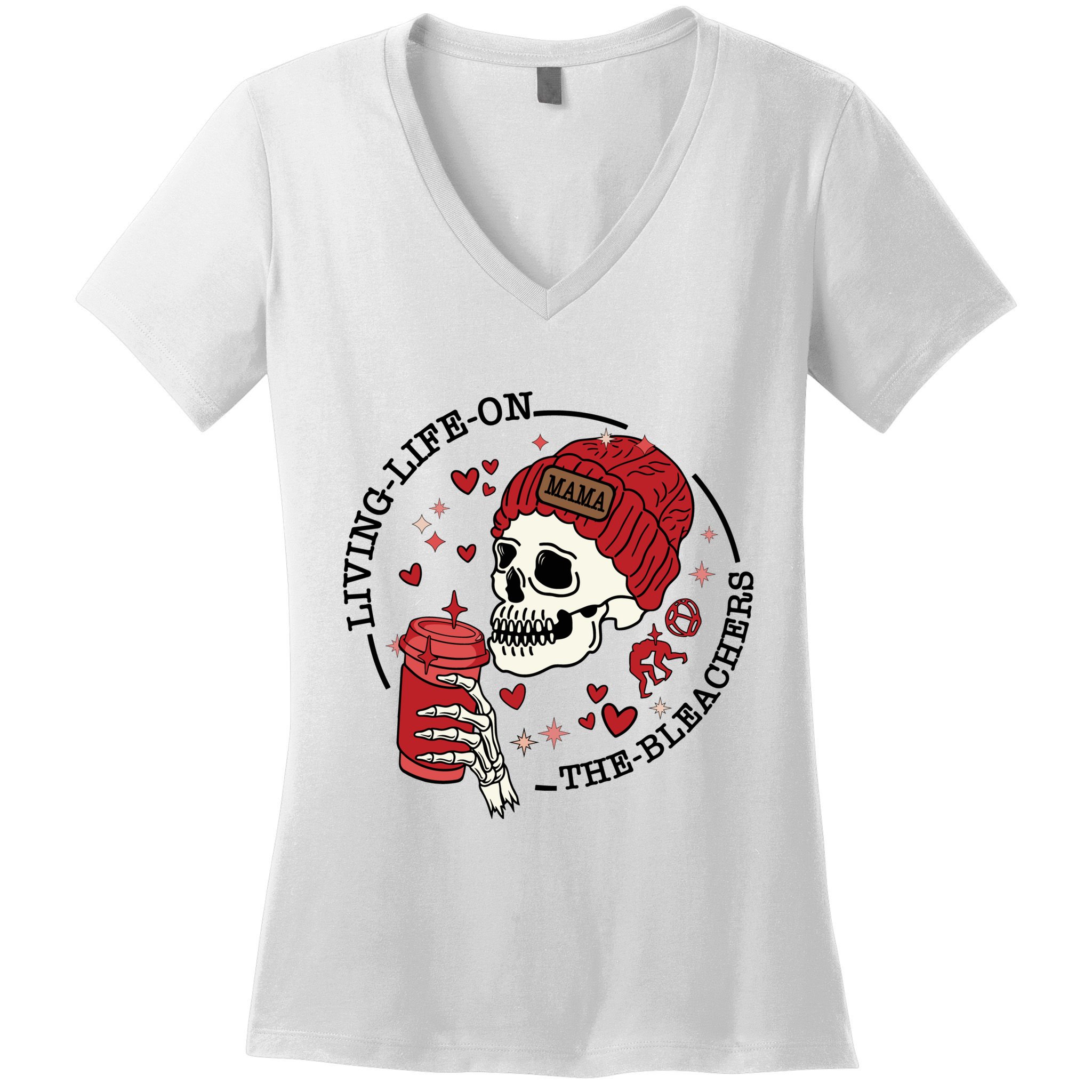 Living Life On The Bleachers Mama Skellington Women's V-Neck T-Shirt