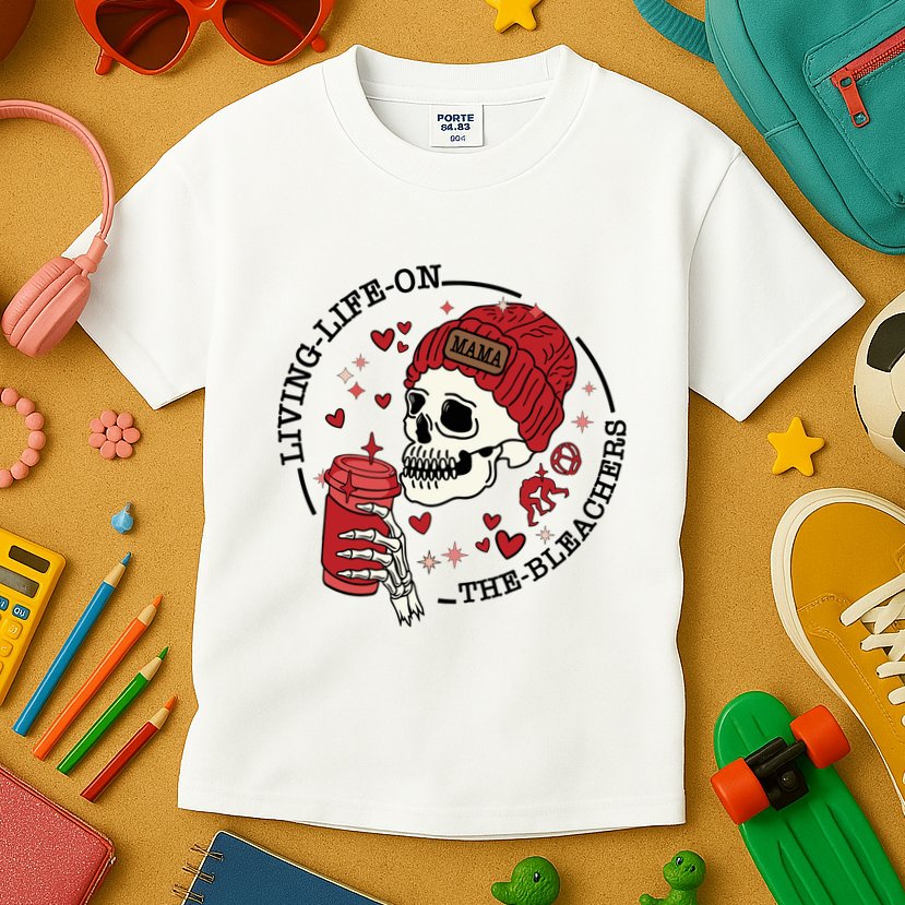 Living Life On The Bleachers Mama Skellington Kids T-Shirt