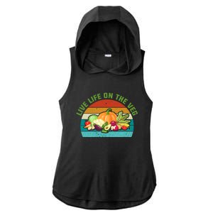 Live Life On The Veg Gift Ladies PosiCharge Tri-Blend Wicking Draft Hoodie Tank