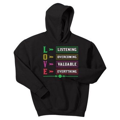 Love Listening Overcome Valuable Everything Kids Hoodie