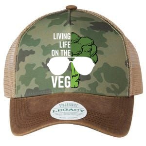 Living Life On The Veg Quirky Joke Vegetarian Or Vegan Gift Legacy Tie Dye Trucker Hat