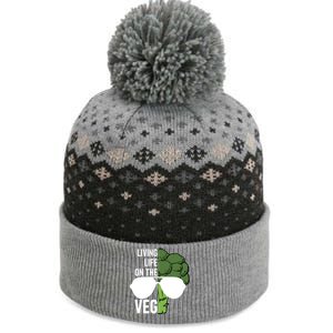 Living Life On The Veg Quirky Joke Vegetarian Or Vegan Gift The Baniff Cuffed Pom Beanie