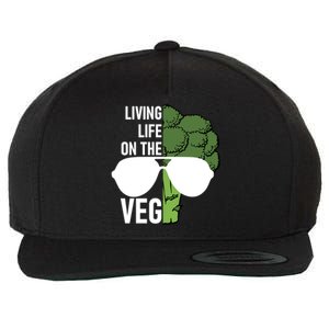 Living Life On The Veg Quirky Joke Vegetarian Or Vegan Gift Wool Snapback Cap