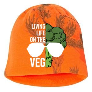 Living Life On The Veg Quirky Joke Vegetarian Or Vegan Gift Kati - Camo Knit Beanie