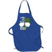 Living Life On The Veg Quirky Joke Vegetarian Or Vegan Gift Full-Length Apron With Pockets