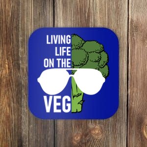 Living Life On The Veg Quirky Joke Vegetarian Or Vegan Gift Coaster