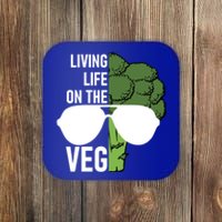 Living Life On The Veg Quirky Joke Vegetarian Or Vegan Gift Coaster