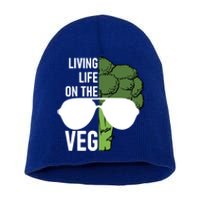 Living Life On The Veg Quirky Joke Vegetarian Or Vegan Gift Short Acrylic Beanie