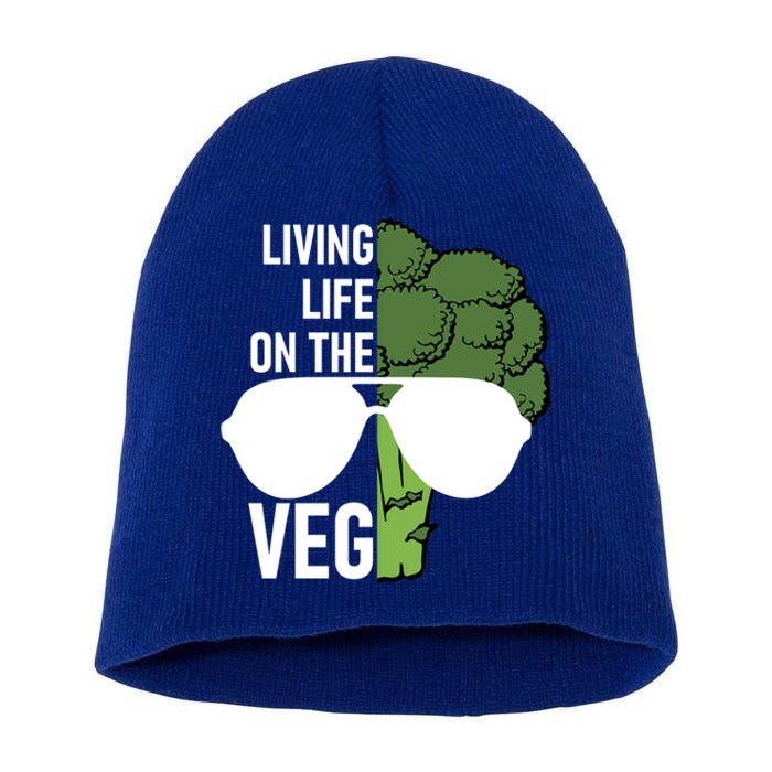 Living Life On The Veg Quirky Joke Vegetarian Or Vegan Gift Short Acrylic Beanie