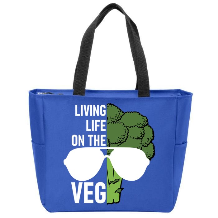 Living Life On The Veg Quirky Joke Vegetarian Or Vegan Gift Zip Tote Bag