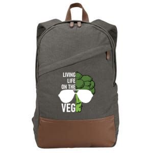 Living Life On The Veg Quirky Joke Vegetarian Or Vegan Gift Cotton Canvas Backpack