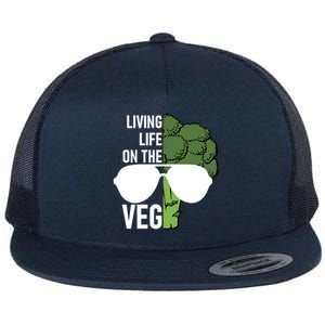 Living Life On The Veg Quirky Joke Vegetarian Or Vegan Gift Flat Bill Trucker Hat