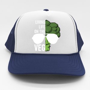 Living Life On The Veg Quirky Joke Vegetarian Or Vegan Gift Trucker Hat