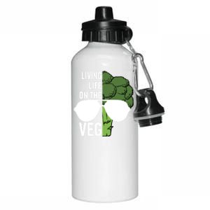 Living Life On The Veg Quirky Joke Vegetarian Or Vegan Gift Aluminum Water Bottle