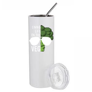 Living Life On The Veg Quirky Joke Vegetarian Or Vegan Gift Stainless Steel Tumbler