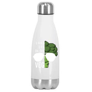 Living Life On The Veg Quirky Joke Vegetarian Or Vegan Gift Stainless Steel Insulated Water Bottle