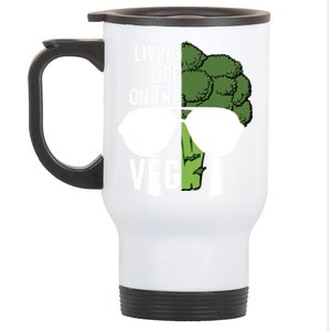 Living Life On The Veg Quirky Joke Vegetarian Or Vegan Gift Stainless Steel Travel Mug