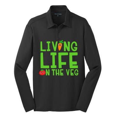 Living Life On The Veg Gift Silk Touch Performance Long Sleeve Polo