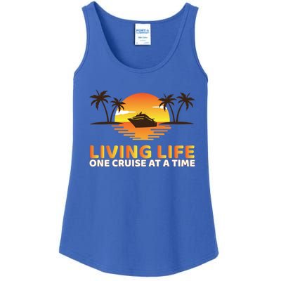 Living Life One Cruise At A Time Funny Cruise Ship Funny Gift Ladies Essential Tank