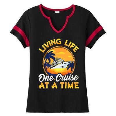 Living Life One Cruise At A Time Ladies Halftime Notch Neck Tee