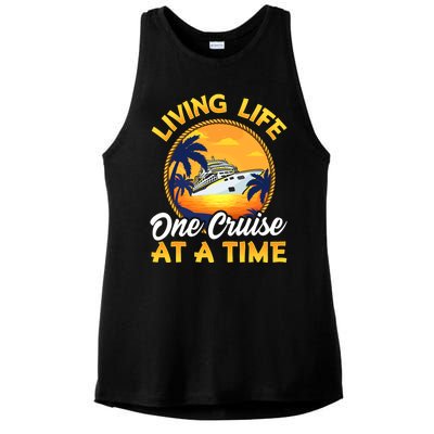 Living Life One Cruise At A Time Ladies PosiCharge Tri-Blend Wicking Tank