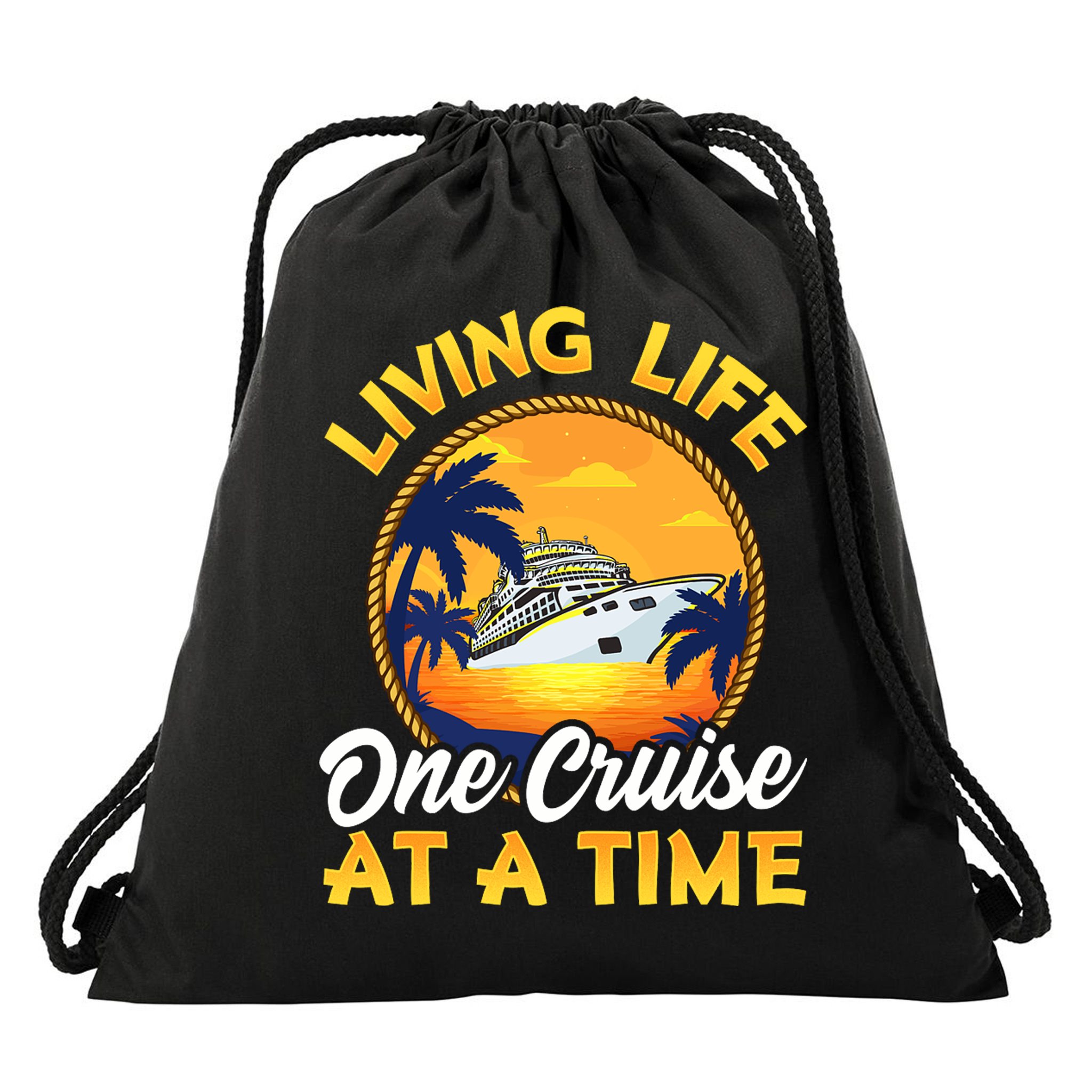 Living Life One Cruise At A Time Drawstring Bag