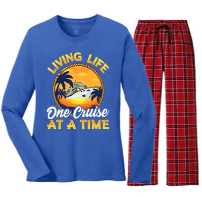 Living Life One Cruise At A Time Women's Long Sleeve Flannel Pajama Set 