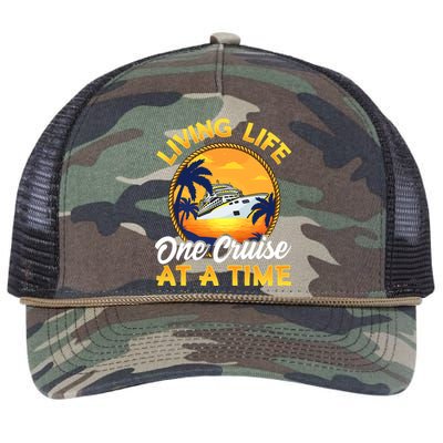 Living Life One Cruise At A Time Retro Rope Trucker Hat Cap