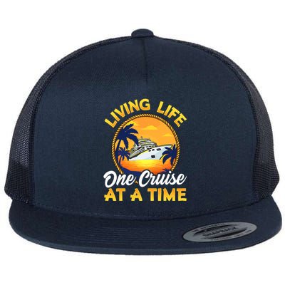 Living Life One Cruise At A Time Flat Bill Trucker Hat