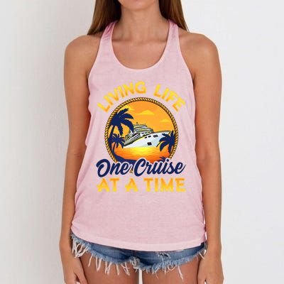 Living Life One Cruise At A Time Women's Knotted Racerback Tank