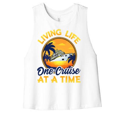 Living Life One Cruise At A Time Women's Racerback Cropped Tank