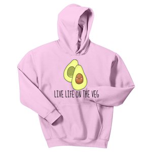 Live Life On The Veg Avocado Vegetarian Vegan Vegetable Gift Kids Hoodie