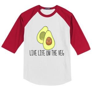 Live Life On The Veg Avocado Vegetarian Vegan Vegetable Gift Kids Colorblock Raglan Jersey