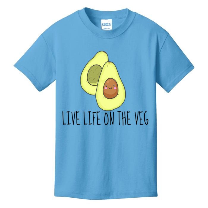 Live Life On The Veg Avocado Vegetarian Vegan Vegetable Gift Kids T-Shirt