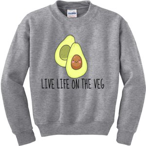 Live Life On The Veg Avocado Vegetarian Vegan Vegetable Gift Kids Sweatshirt