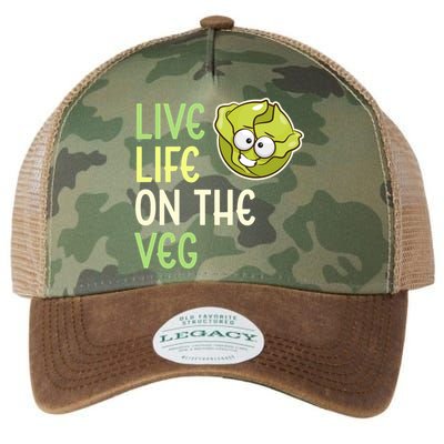 Live Life On The Veg Funny Vegetable Lettuce Vegan Lifestyle Cool Gift Legacy Tie Dye Trucker Hat