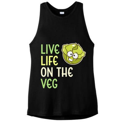 Live Life On The Veg Funny Vegetable Lettuce Vegan Lifestyle Cool Gift Ladies PosiCharge Tri-Blend Wicking Tank