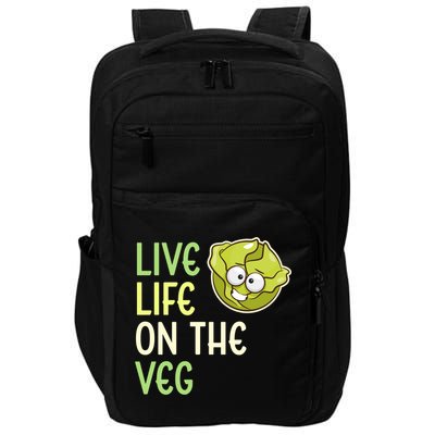 Live Life On The Veg Funny Vegetable Lettuce Vegan Lifestyle Cool Gift Impact Tech Backpack