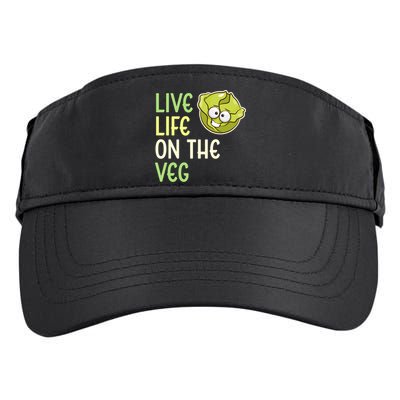 Live Life On The Veg Funny Vegetable Lettuce Vegan Lifestyle Cool Gift Adult Drive Performance Visor